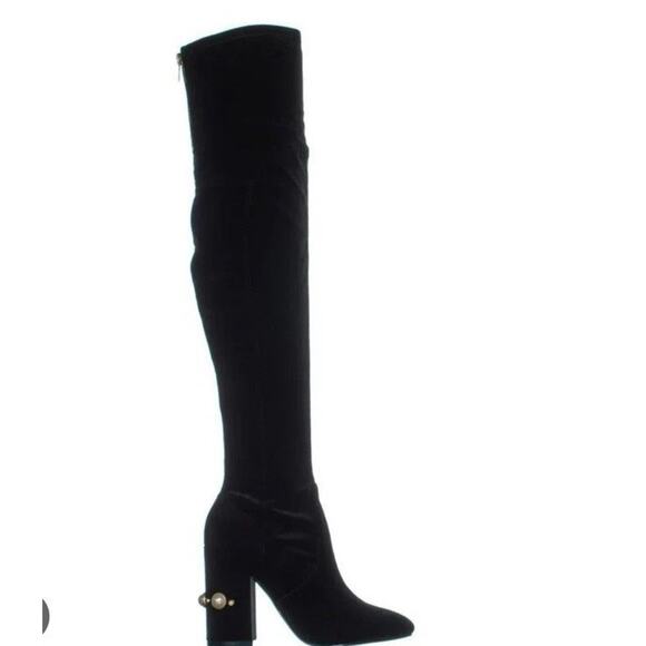 Ivanka Trump Velvet Tamir Tall Black Boots Zip size 6 NWOB - Picture 2 of 12